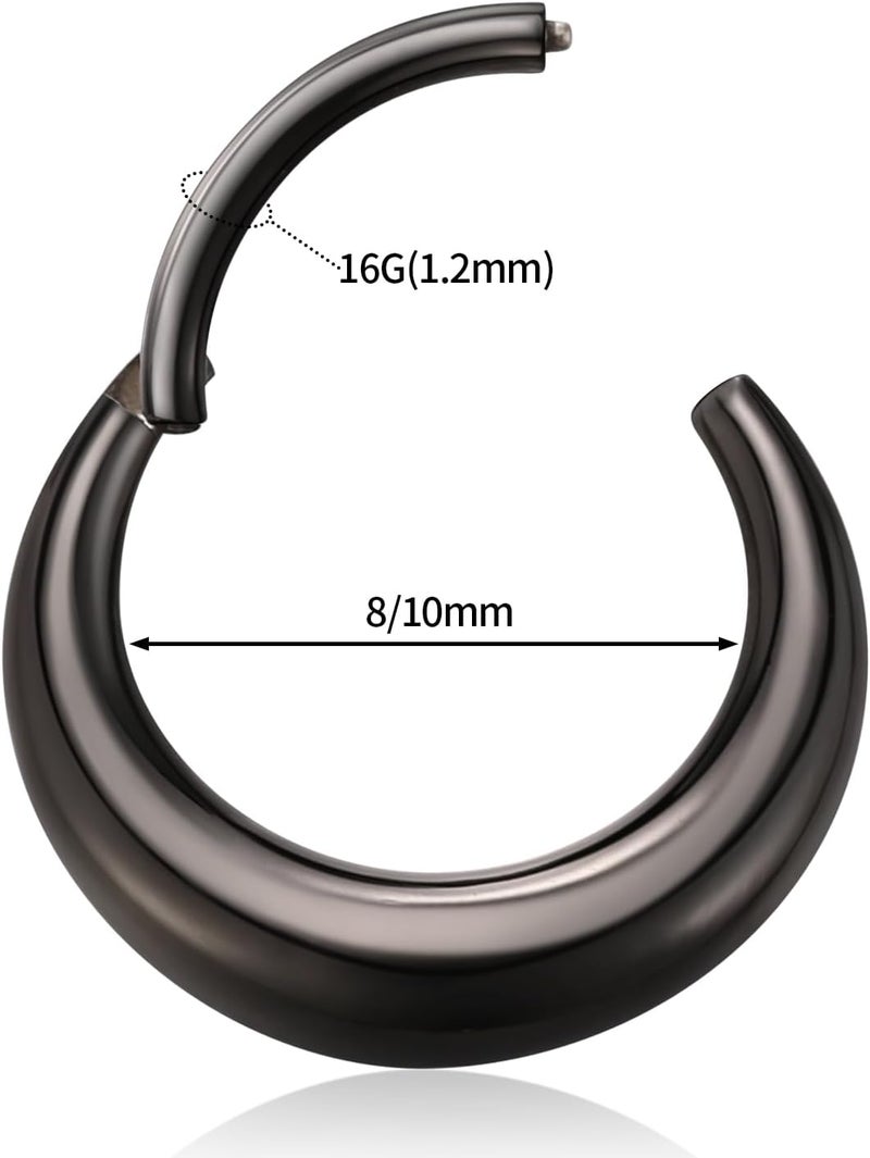 FUNLMO Store 316L Surgical Steel Septum Ring Nose Ring Hoop Hypoallergenic Daith Cartilage Conch Tragus Rook Earlobe Piercing Jewerly for Women Men - Image 2